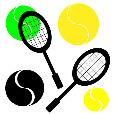 Tennis ball with racket on white background. Vector illustration.のイラスト素材