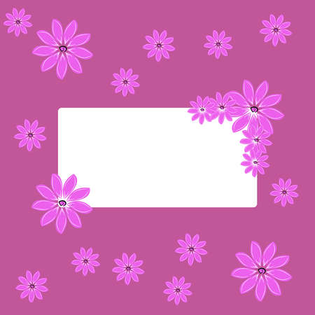 Pink flower with label on pink background. Vector illustration.のイラスト素材