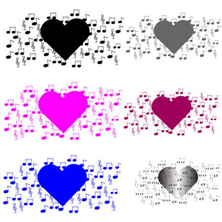 Heart with notes on white background. Vector illustration.のイラスト素材