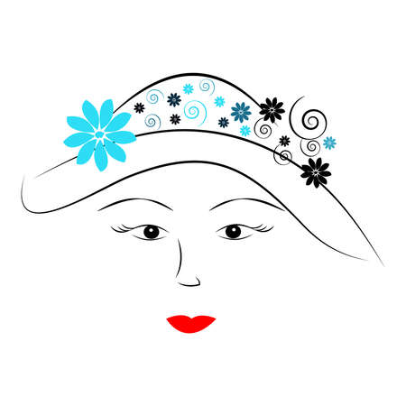 Womens eye with hat on white background. Vector illustartion.のイラスト素材