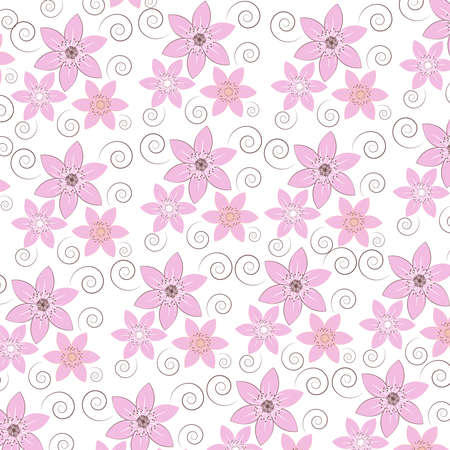 Pink  flowers on white background . Vector illustration.のイラスト素材