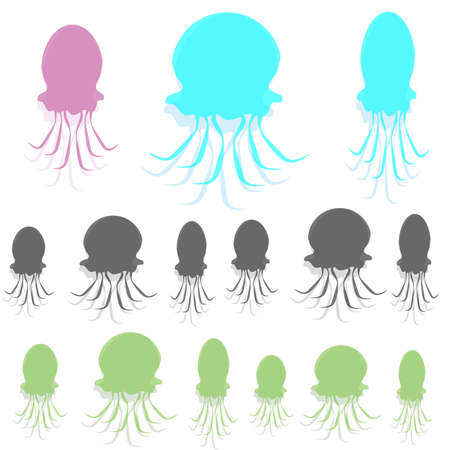 Jellyfish on white background. Marine and ocean life . Vector illustration.のイラスト素材