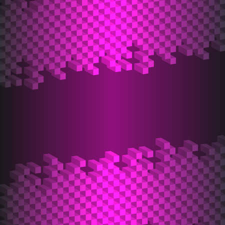 3d abstract square isolated on black- purple background. Vector illustration.のイラスト素材