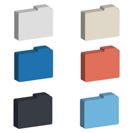 3D color folders on white background. Vector illustration.