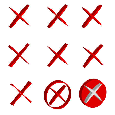 3D cross icons on white background. Vector illustration.のイラスト素材