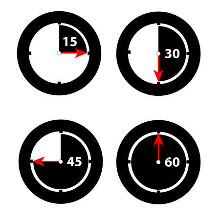 Clock showing minutes on white background. Vector illustration.のイラスト素材