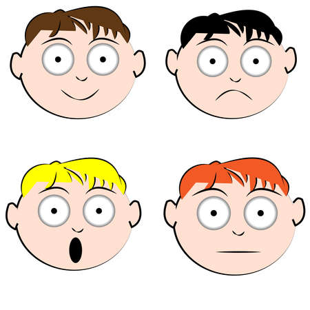 Funny boy face isolated on white background.のイラスト素材