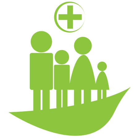 Green abstract family symbol isolated on white background. Vector illustration.のイラスト素材