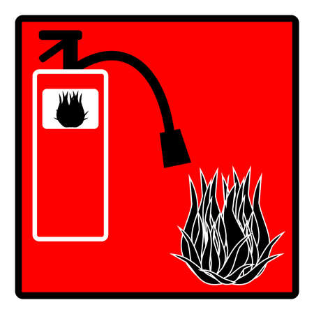 Fire extinguisher icon isolated on red background. Vector illustration.のイラスト素材