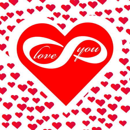 Forever love symbol isolated on hearts background. Vector illustration.のイラスト素材