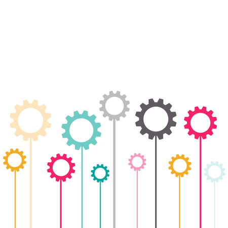 Standing color gears isolated on white background. Vector illustration.のイラスト素材