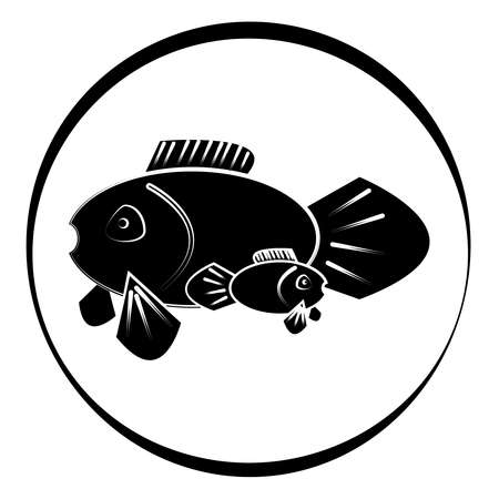 Black fishes on white background. Vector illustration.のイラスト素材