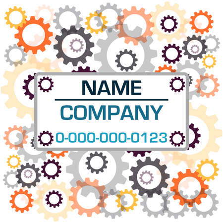 Color gears with label isolated on white background. Vector illustration.のイラスト素材