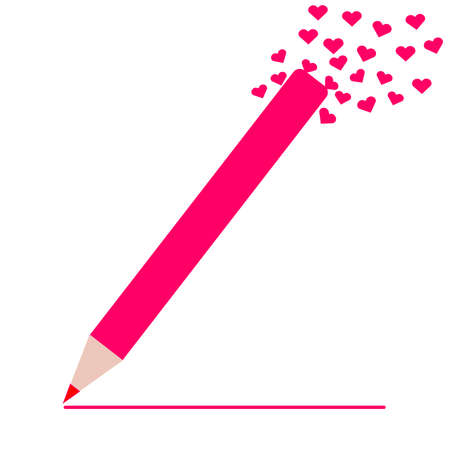 Cryon with hearts isolated on awhite background. Vector illustration.のイラスト素材