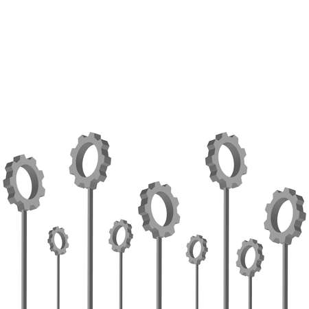 3D standing gears isolated on white background. Vector illustration.のイラスト素材
