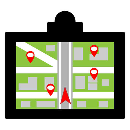 Navigator with map and pin. Infographic. Vector illustration.