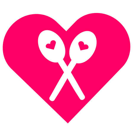 Heart with  wooden spoon. Cooking symbols isolated on white background. Vector illustration.のイラスト素材