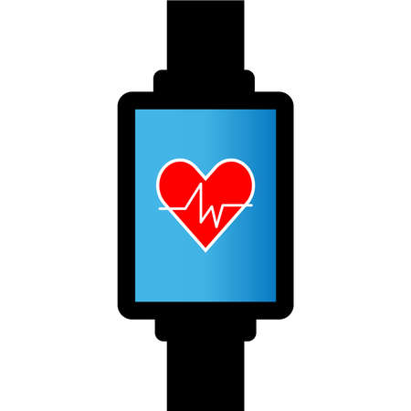 Digital sporttester with heart isolated on white background. Vector illustration.のイラスト素材