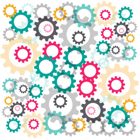 Color gears isolated on white background. Vector illustration.のイラスト素材