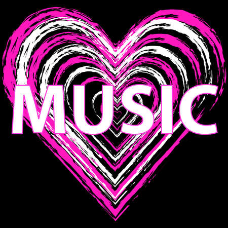 Hearts with text music illustration.のイラスト素材