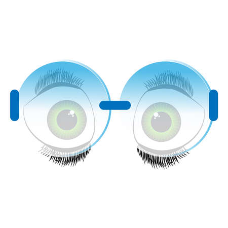 Glasses with eyes on white background. Vector illustration.のイラスト素材
