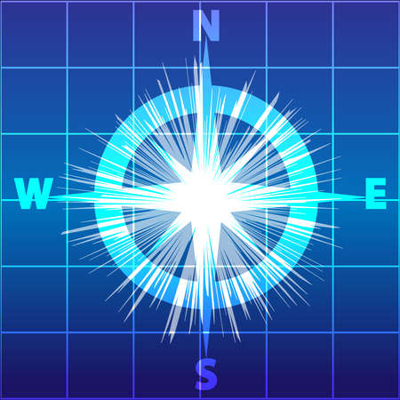 Compass isolated  on blue white background. Vector illustrationのイラスト素材