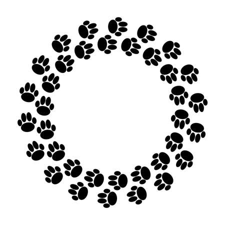 Black dog paws in ring on white background. Vector illustration.のイラスト素材