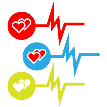 Set of medical symbols with hearts. Vector illustration.のイラスト素材