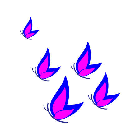 Flying colorful butterflies  on white background. Vector illustration.のイラスト素材