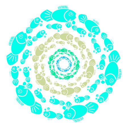 Color fish in ring on white background.のイラスト素材