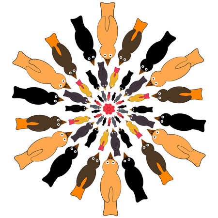 Funny color birds in ring.のイラスト素材