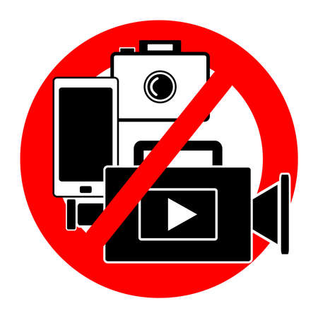No camera symbol isolated on white background. Vector illustrationのイラスト素材
