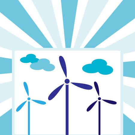 Wind turbines with clouds - wind energyのイラスト素材