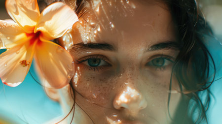 Portrait of young beautiful woman in spa environmentの素材