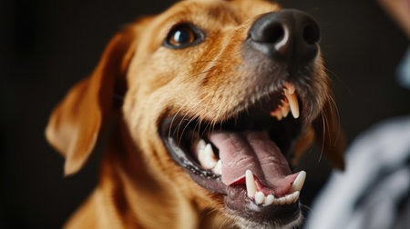 Dog whose teeth are being checked by a veterinarian.の素材