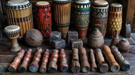 Set of percussion instruments.の素材