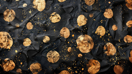 Background black and gold spots Seamless pattern.の素材