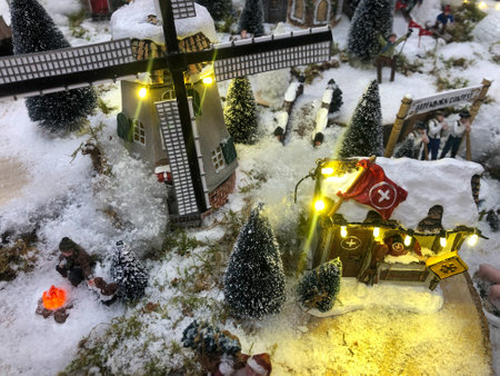 TEPLICE, CZECH REPUBLIC - 06.11.2021: Taditional miniauture Christmas village.のeditorial素材