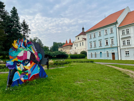 Teplice, Czech Republic - 13.09.2023: Beethoven Sanatorium and art in the tourist town of Tepliceのeditorial素材