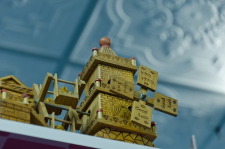 Wood wind turbine model for children