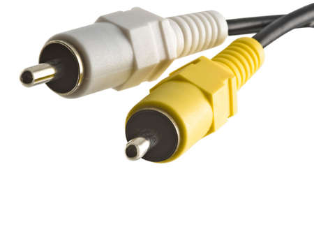 audio-video connector cable terminal isolated against white background