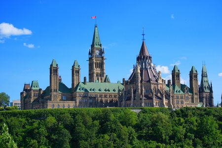 Government of Canada Parliament Buildings as seen from the rear.の写真素材