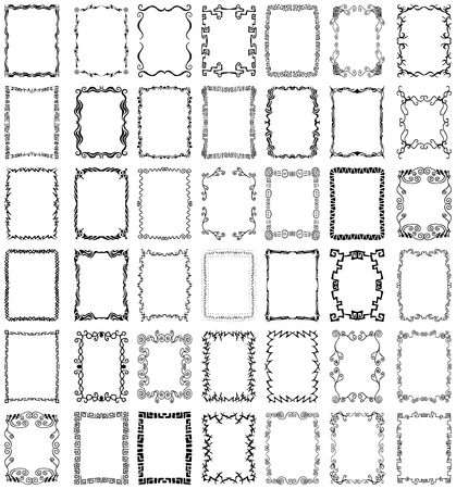 A collection of over 40 unique, hand-drawn  borders and frames design elementsのイラスト素材