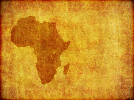 A background design of the continent of Africa imprinted on a piece of aged material.With plenty of copy-space.の写真素材