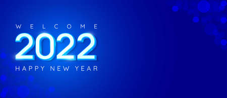 Happy new year 2022 number design with text space and blue theme suitable for banner new year...