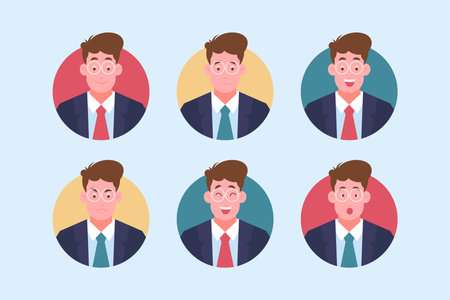 Flat illustration man character collectionのイラスト素材