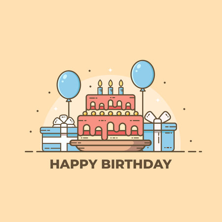 Flat birthday cake illustrationのイラスト素材