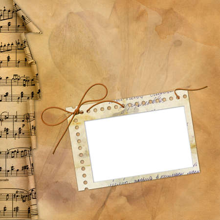 Old background with musical border and frameの写真素材