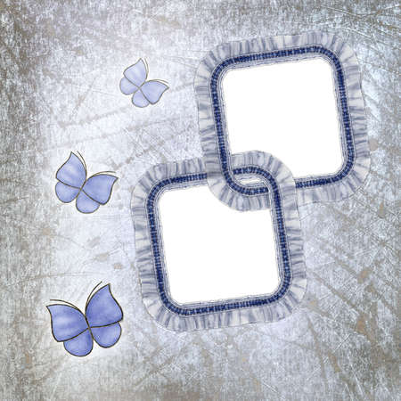 grunge background with jeans frames and butterfly
の写真素材