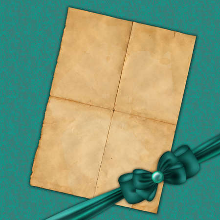 old paper for design with green bowの写真素材